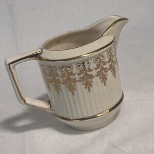Vintage Sadler Creamer Gold Filigree Ivory Pattern Staffordshire England